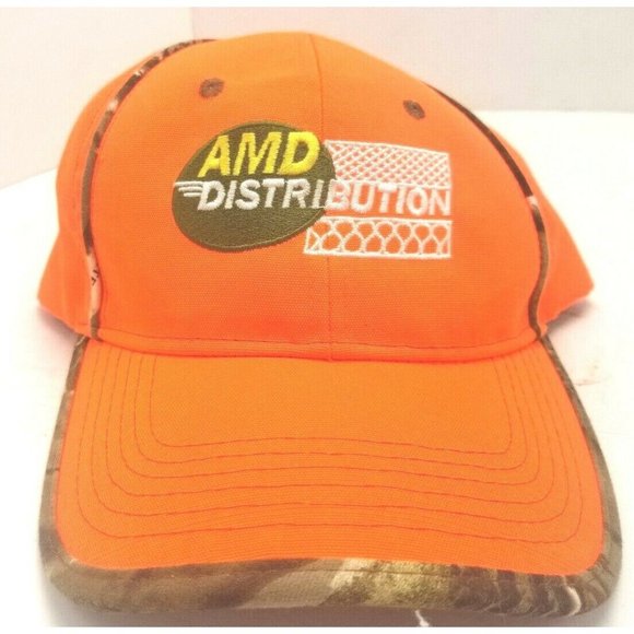 AMD Distribution Insulation Distributor Hat Cap Strapback Orange Camouflage - Picture 1 of 3